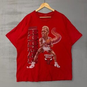 Vintage Pro Player Dennis Rodman Chicago Bulls Shirt Red 90s Single Stitch XL